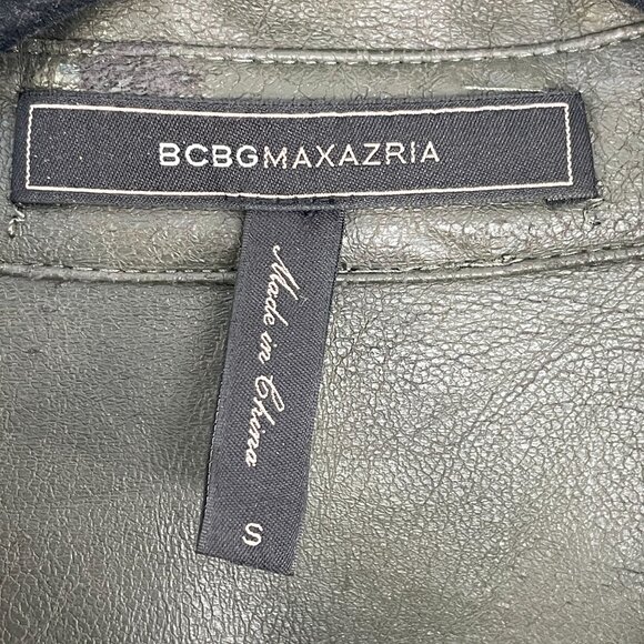 BCBGMAXAZRIA Womens Small Beatryce Faux Leather Shirt Dress Asymmetric Hem - Picture 5 of 14